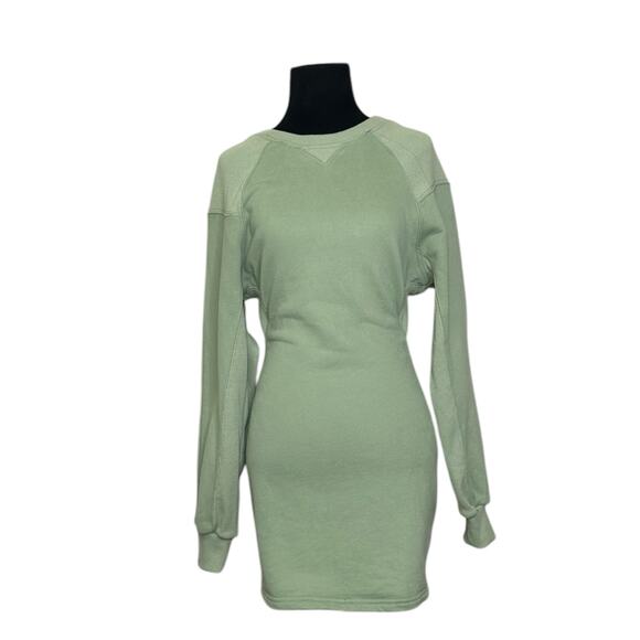 EVNL green long sleeves open back mini dress size Small - Picture 15 of 16